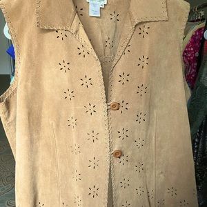Suede leather ladies vest by Coldwater Creek